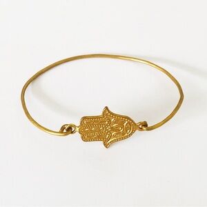 Sterling silver 925 gold vermeil Hamsa bangle bracelet